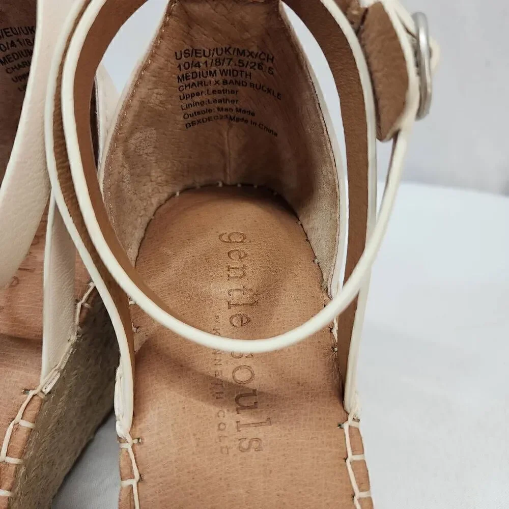 Gentle Souls Size 10 Charli X Wedge Sandal Off White CC